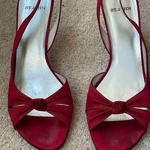 St. John Red Satin Heels
